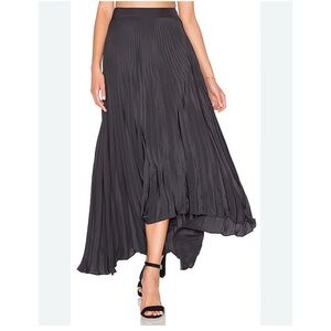 Ramy Brook Maxine satin pleated asymmetrical maxi skirt black size 2